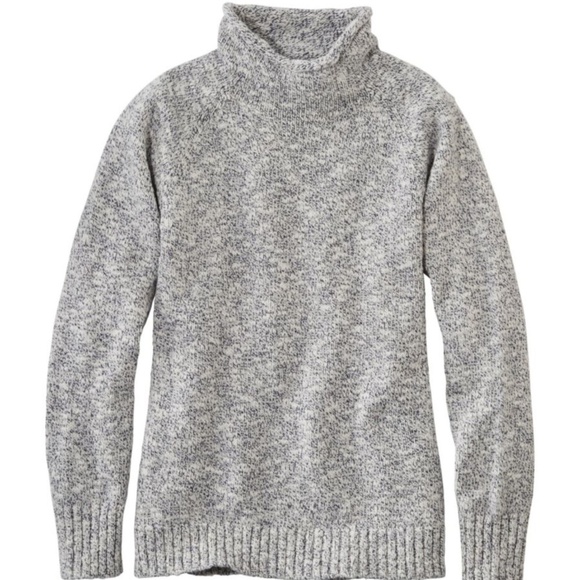 LL Bean Cotton Ragg Sweater, Funnelneck Pullover - Picture 2 of 4